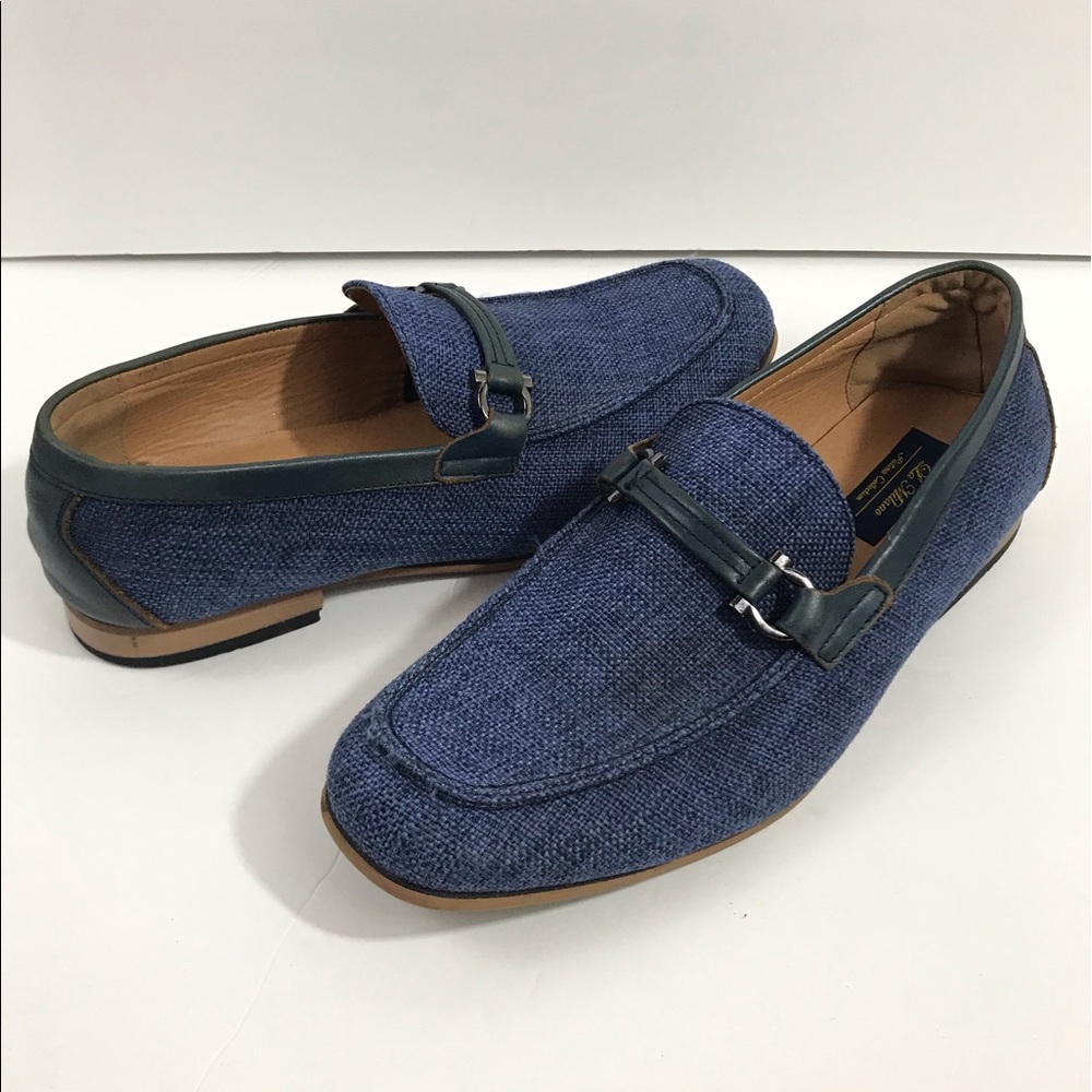 La Milano Blue Woven Buckle Slip On Loafer Sz 10.5